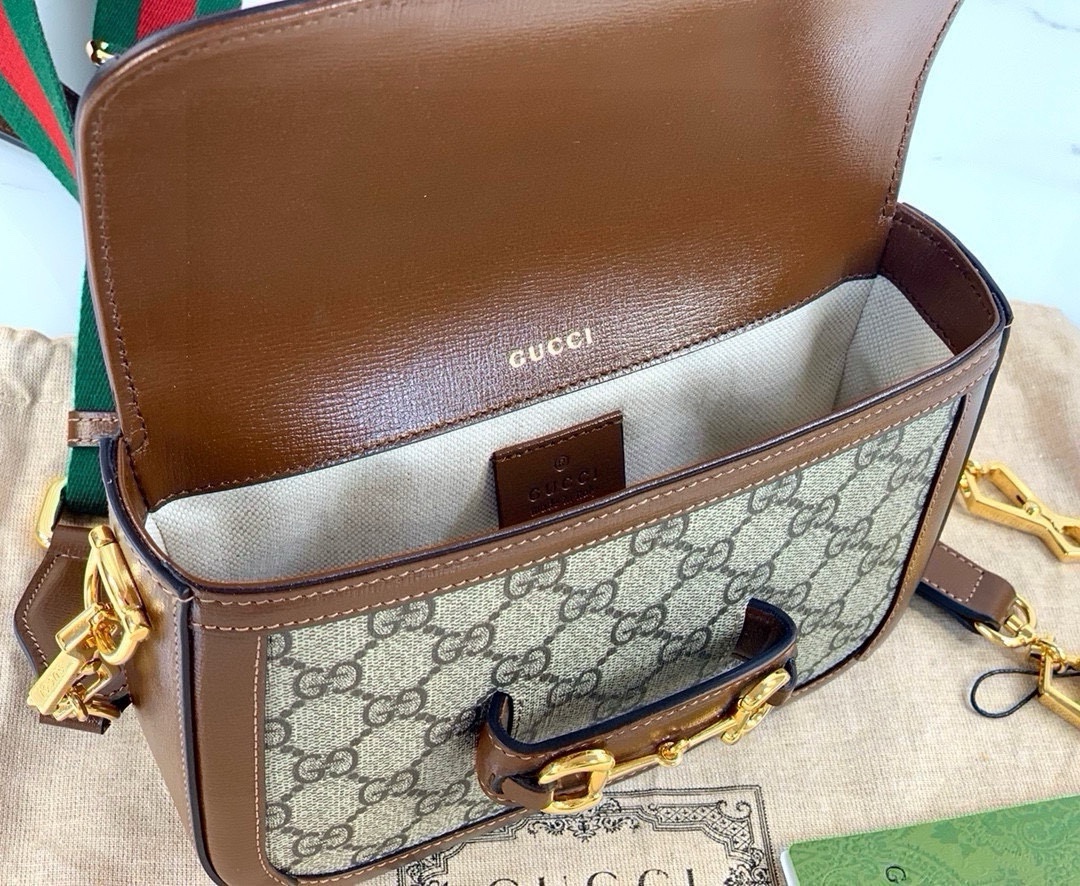 Gucci Horsebit 1955 Series Saddle Bag Mini Handbag Brown